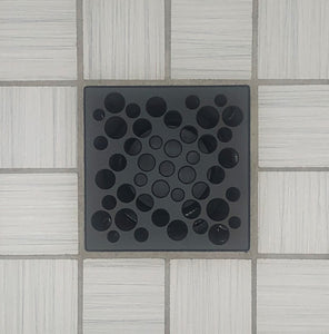 Ebbe E4812 Bubbles Matte Black Square Shower Drain