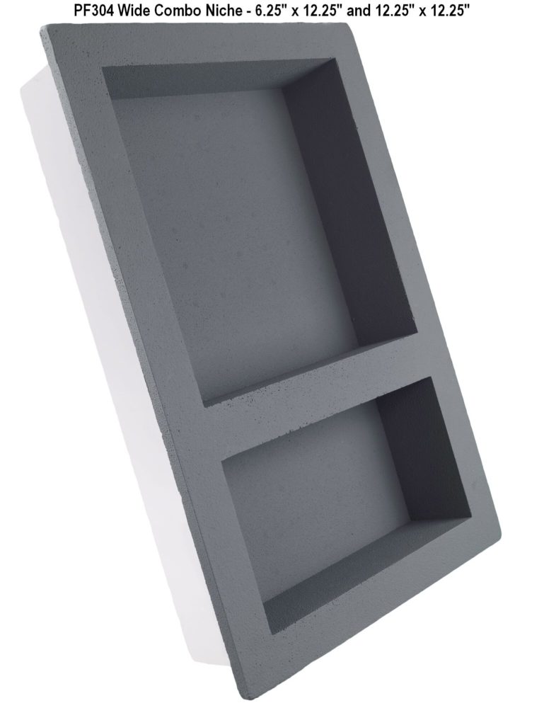 Wide Combo PreFormed Shower Niche 6.25″ x 12.25″ and 12.25″ x 12.25″